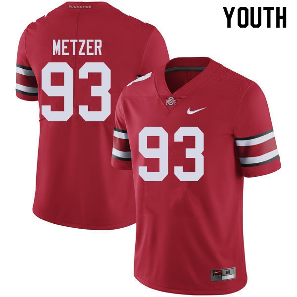 Ohio State Buckeyes #93 Jake Metzer Youth Football Jersey Red OSU33385